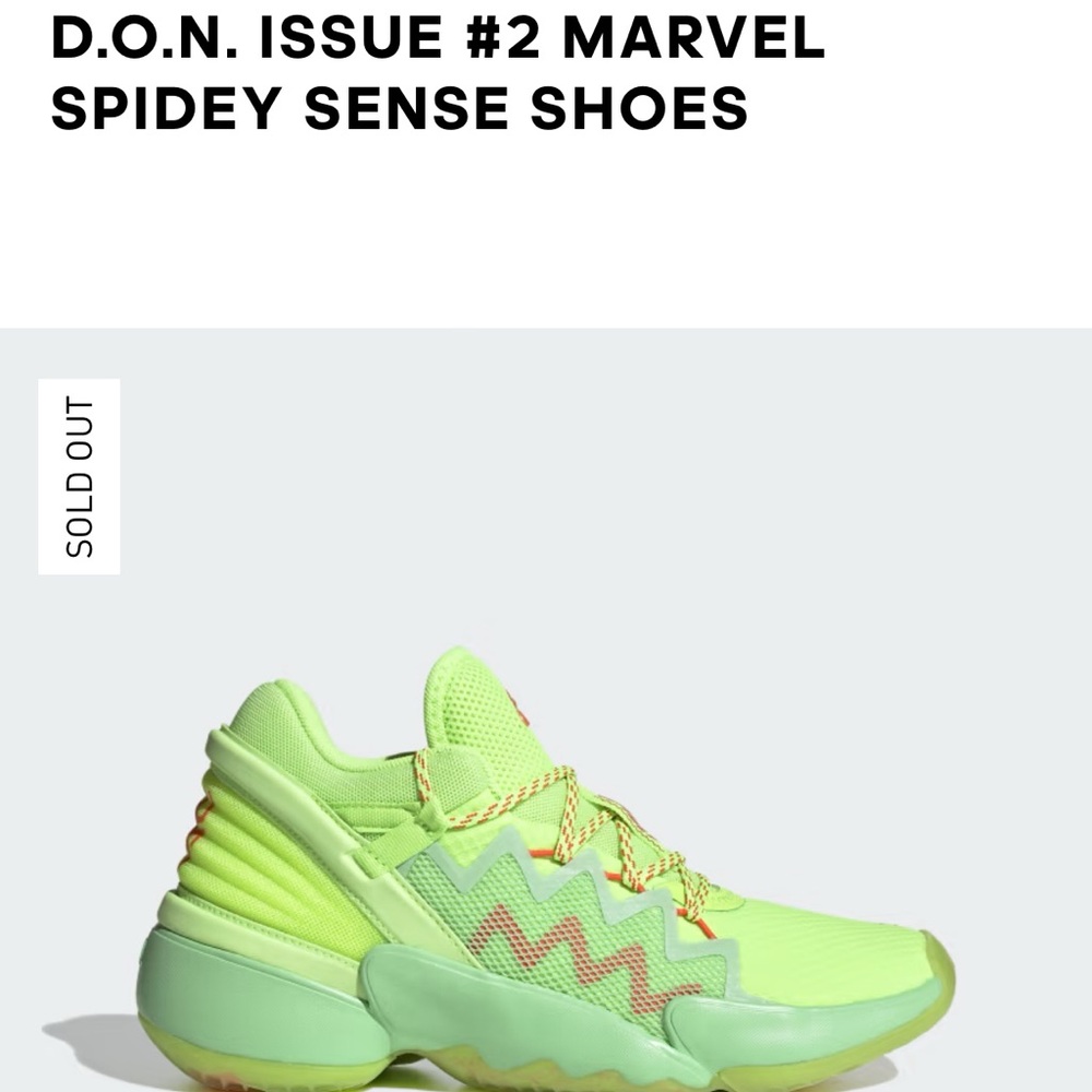 Adidas D.O.N. ISSUE #2 MARVEL SPIDEY SENSE SHOES, size men’s 7.5